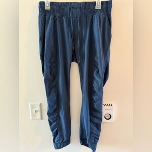 Prana Women’s Blue Stirrup Ankle Pants Ruched Side Athletic Hiking Gym